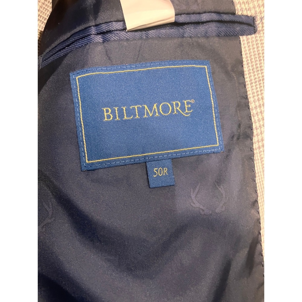 Biltmore Mens 50R Grey Glen‎ Plaid 100% Linen Unstructured Sport Coat Blazer - Picture 6 of 15